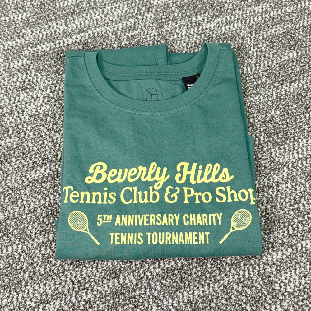 Original Use Mens Beverly Hills Tennis Club Long Sleeve T-Shirt Green Med 226B8 - Picture 1 of 7